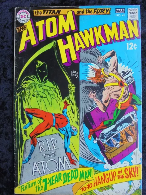 Atom And Hawkman #41 1969 Dc Silver Age Comic Book Kubert Cover