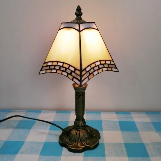 Tiffany Table Lamp Light Retro Handmade Stained Glass Vintage Table Lamp