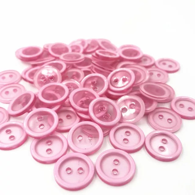 100 Pink Transparent Resin Buttons Round Sewing Scrapbooking Embellishments 15mm