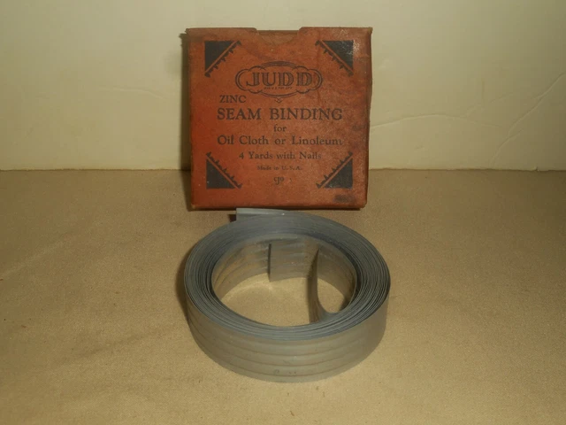 JUDD Zinc Seam Binding for Oil Cloth & Linoleum 4ydsTrunk Lining 1930's