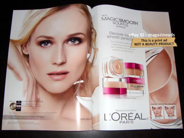 L'OREAL Cosmetics 2-Page PRINT AD 2011 BEAUTIFUL WOMAN Diane Kruger