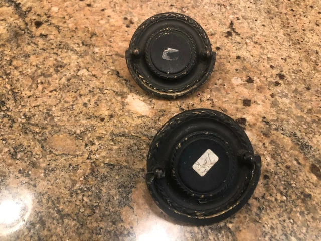 2 Antique Brass (Bronze?)  Drawer Pulls