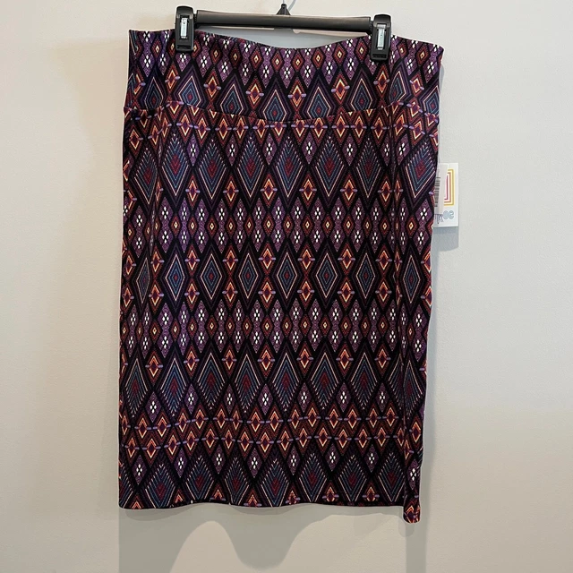 Lularoe Cassie Skirt NWT 2XL Pencil Skirt Geometric Purple Argyle Diamond