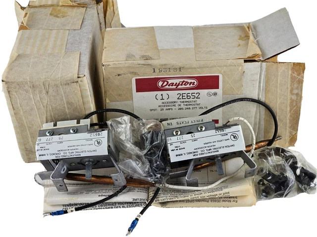 NEW Dayton 2E652 Thermostat Unit, 25A, 208/240/277VAC 60Hz, Lot of 2