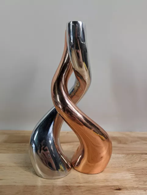 Nambe Classic Copper Intertwining Candlesticks Holder - 2012 - Metal Silver