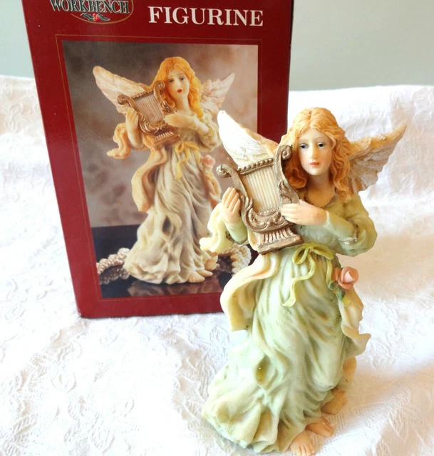 Santa's Workbench 1995 Hand Painted Angel With Lyre Figurine
