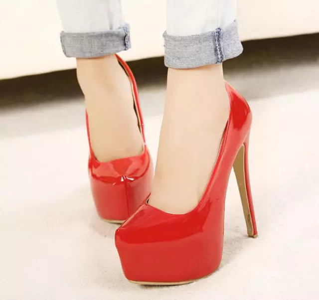 Women Sexy Super Pointed Toe High Heels Patent Leather Stiletto Platform Shoes