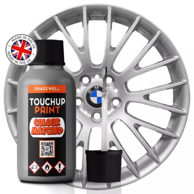 BMW Reflex Silver A44 Alloy Wheel Touch Up Paint 30ML Curb Scratch M Sport Brush