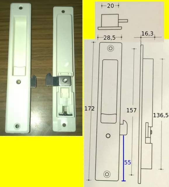 Cierre Empotrado De Ventana Blanco, Recambio Para Ventanas Aluminio Manilla