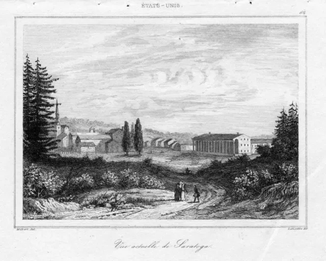 1840 - New York Saratoga view Ansicht America engraving Original Stahlstich