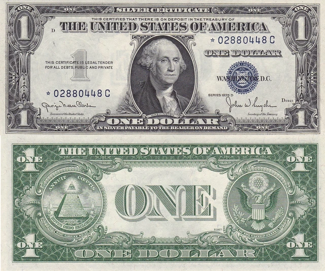 1935 D Narrow $1 Silver Certificate Star Note *-C Block Fr 1613N* Uncirculated
