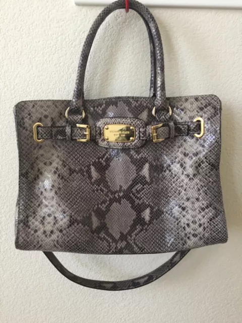 Michael Kors Hamilton python embossed large satchel shoulder bag