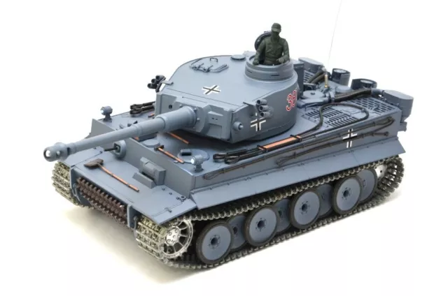 RC Panzer "German Tiger I" Heng Long 1:16 Grau, Rauch&Sound,Metallgetriebe+Kette
