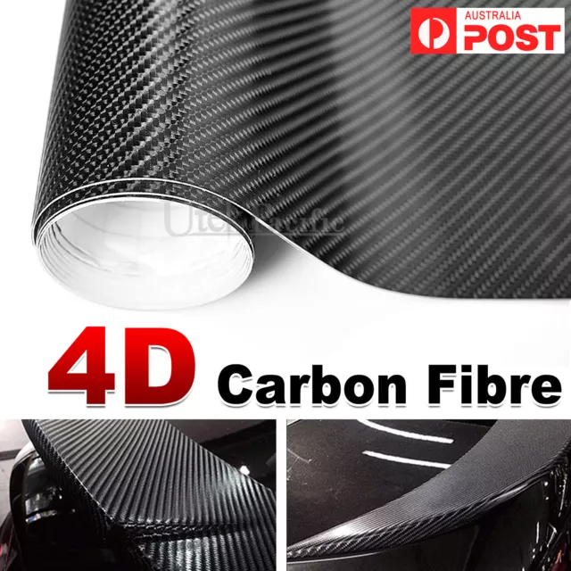 50cm x1.51M 4D Gloss Black Carbon Fibre Fiber Vinyl Car Wrap Air Release Film AU