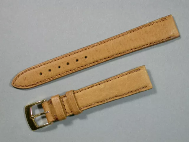 PECARY tolles echt Leder Uhrenarmband Braun 16mm vergoldete Schließe 7795
