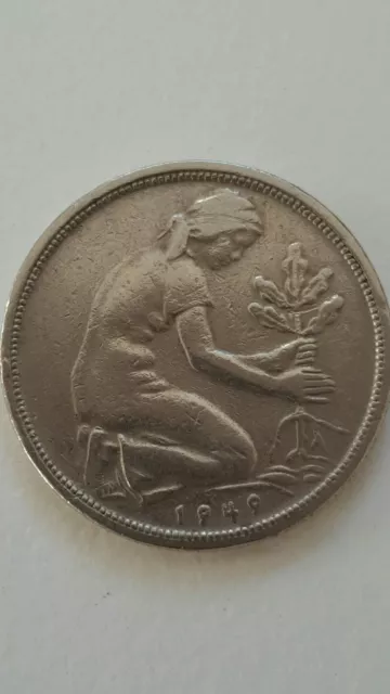 50 Pfennig Bank Deutscher Länder 1949 " f "