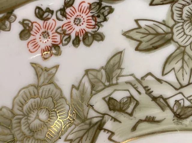 Vintage LJ Japan Porcelain Lotus Bowl Floral Hand Painted With Gold Trim 3