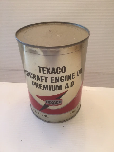 Texaco Aircraft Engine Oil Premium AD 1 Quart Oil Can