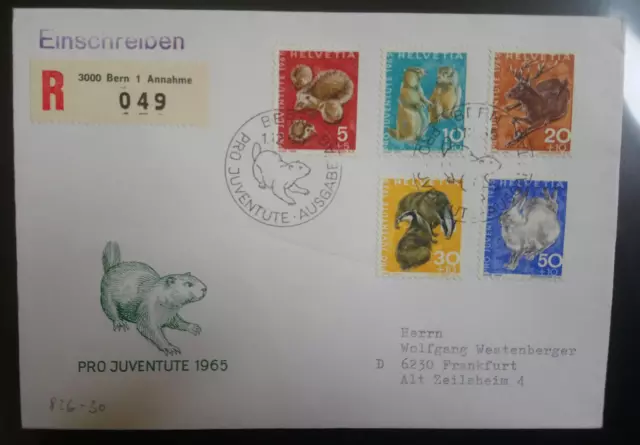 Switzerland 1965, Pro Juventute registered FDC,  Mi. 826 - 830.