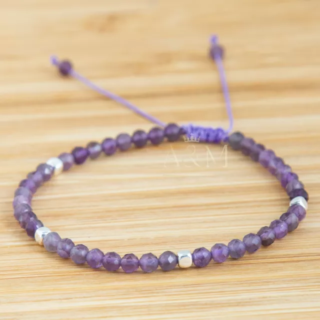 Dainty Amethyst Minimalist Bracelet Simple Tiny beads Purple Gemstone Bracelet