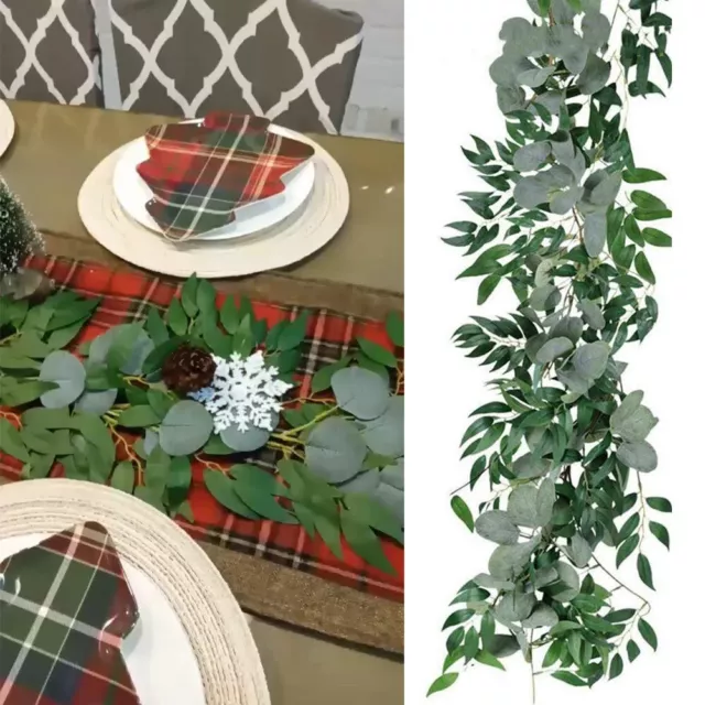 Vides de hoja de eucalipto artificial realistas para telón de fondo de boda y decoración de pared