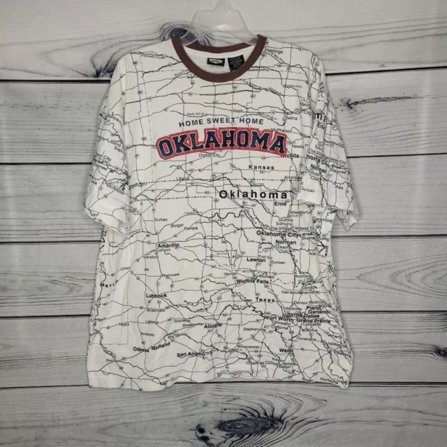 Vintage state of mine Oklahoma all over print map shirt size xl