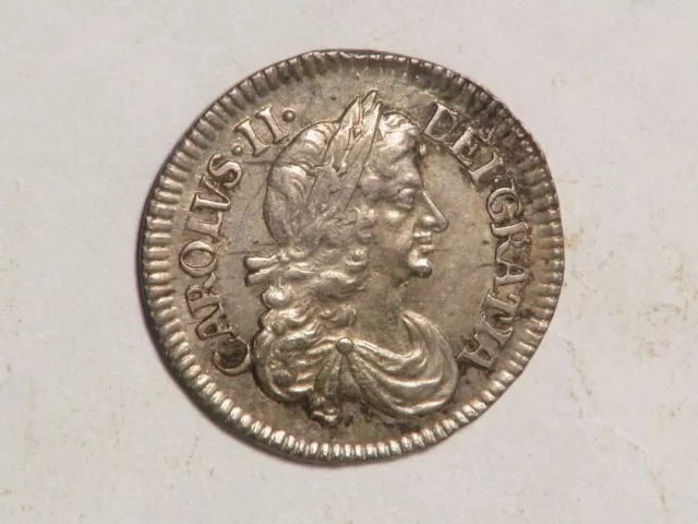 GREAT BRITAIN  1679 3 Pence Charles II  Silver XF-AU