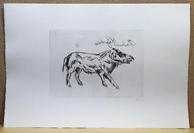ANTONIO LIGABUE - CINGHIALE - PUNTASECCA - IN FOGLIO CM.37,5x53,5