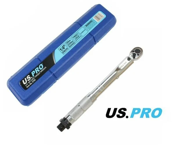 Us Pro 1/4" Drive Click Torque Wrench 5-25Nm Cv Steel Ratchet Garage Tool 6795