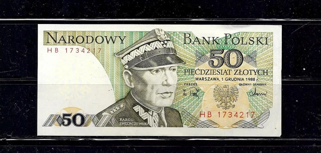 POLAND # 142c 1988 50 ZLOTYCH UNC BANKNOTE PAPER MONEY OLD CURRENCY NOTE BILL