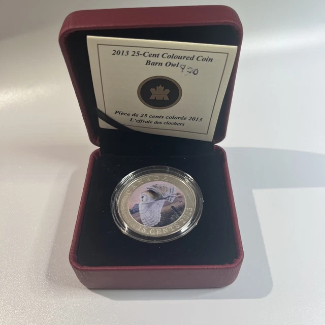 2013 25 Cent Colored Coin Barn Owl in Box & COA