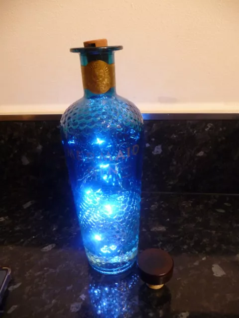 Mermaid Gin Empty Green Blue Bottle & Led Lights Wedding Craft Art Upcycling