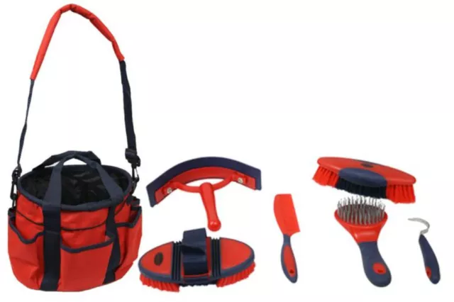 Showman 6 Piece Deluxe Soft Grip Grooming Kit w/ Nylon Carrying Bag! COLORS