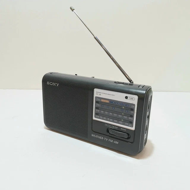 Vintage Sony ICF-36 Weather TV FM AM 4 Band Portable Radio Tested Working