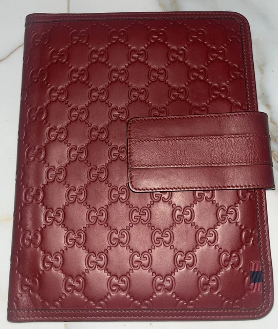 GUCCI iPad Case GG Monogram Guccissima Leather Red Foldable Authentic