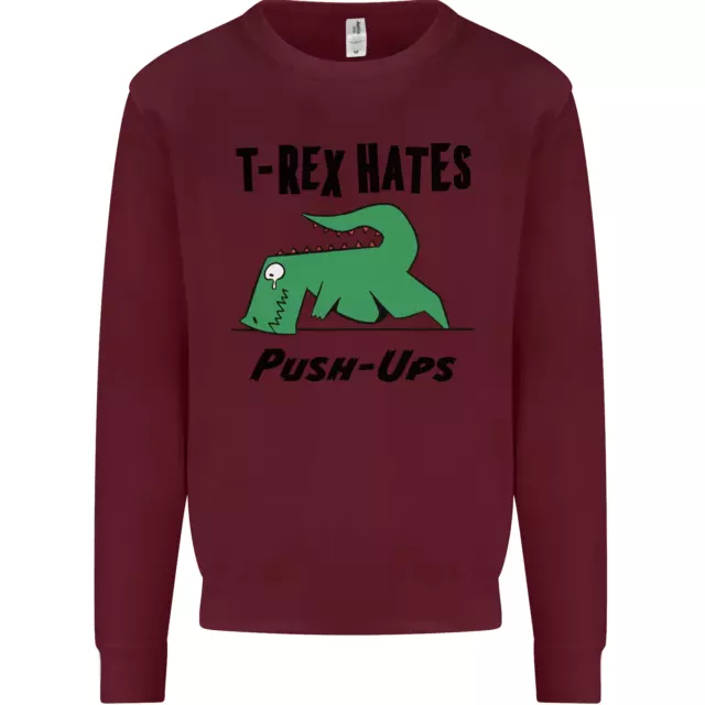 Felpa Maglione T-Rex Hates Push Ups Funny Palestra Dinosauri Bambini 3
