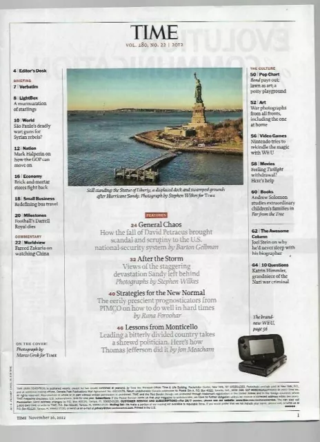Time Magazine November 26, 2012- David Petraeus, Lessons From Monticello 2