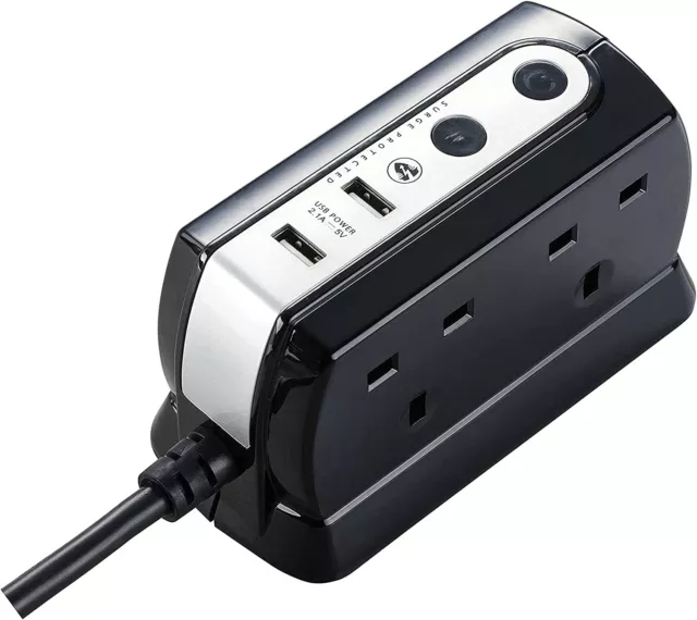 Masterplug SRGDU41PB2 2 m 4 marce cavo di estensione sovratensione compatto NUOVO 5v 3A 2 USB