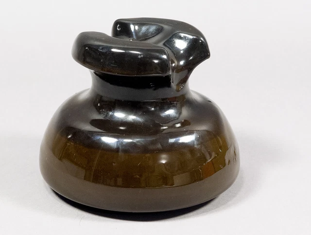 5" Varied Tone Brown Glazed Porcelain Groove Top High Voltage Power Insulator