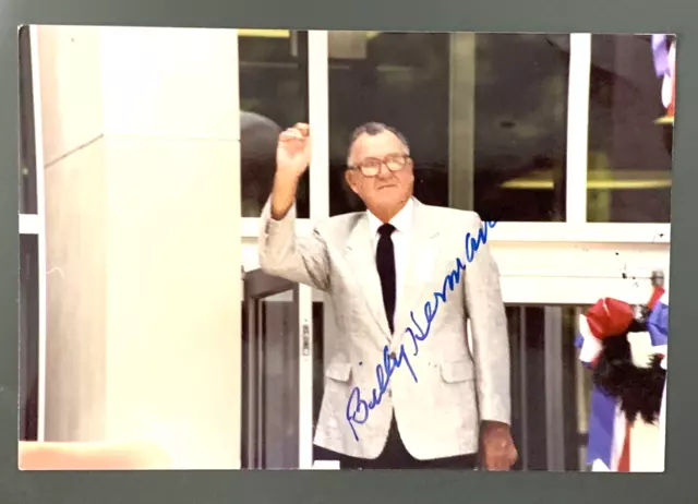 Billy Herman Autographed Photo Original 3x5 From HOF Induction Chicago Cubs