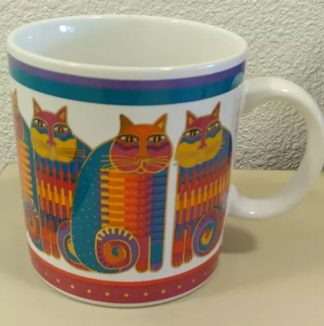 Laurel Burch Rainbow Cat Cousins Colorful Coffee Tea Mug Cup 1988