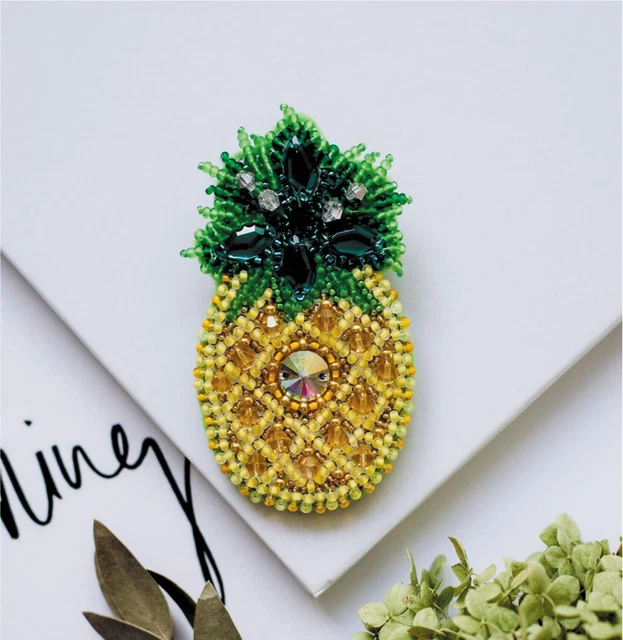 Hágalo usted mismo Kit de fabricación de joyas Broche alfiler ""Piña"" Broches hechos a mano Cuentas Vintage