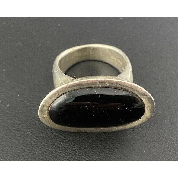 Ati 925 Sterling Silver & Onyx Ring Size 5.75 Sky
