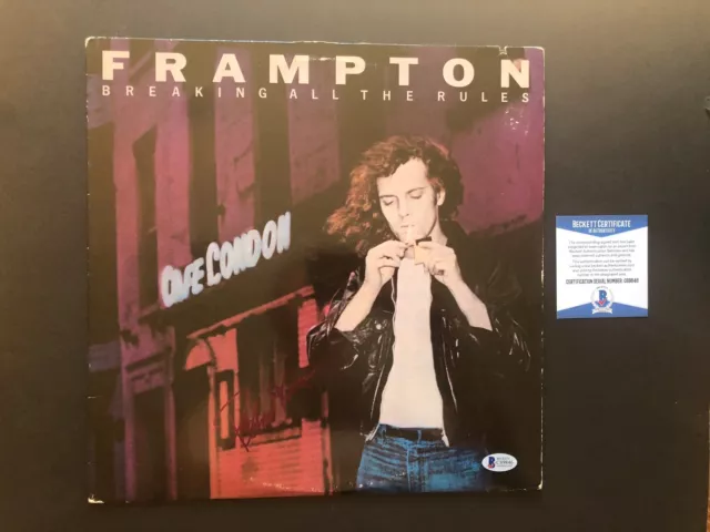 Peter Frampton Rare signed Breaking all the Rules album cover Beckett  BAS cert