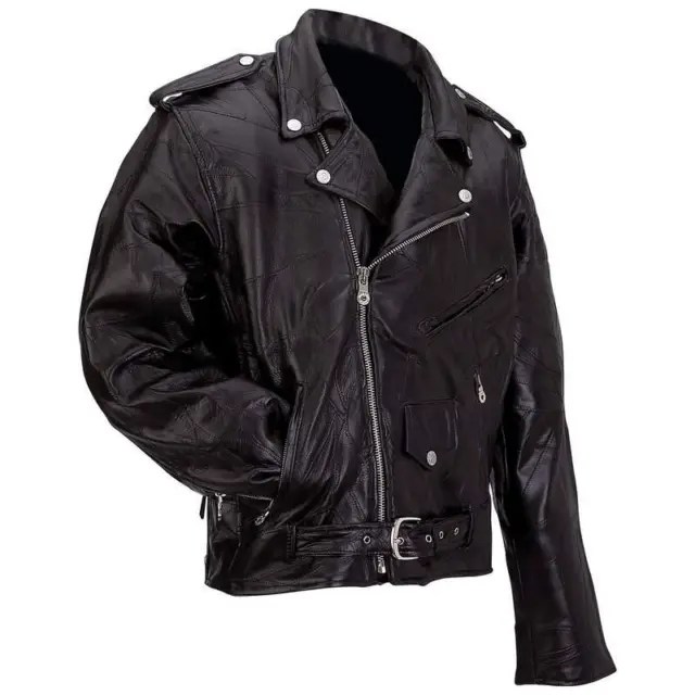 Big Men's Genuine Leather Motorcycle Jacket/Coat (Size 2X,3X,4X,5X,6X,7X)