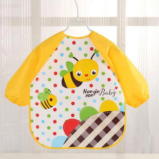 Baby Toddler Kids Long Sleeve Bib Waterproof Feeding New Apron Arts Smock A4X9