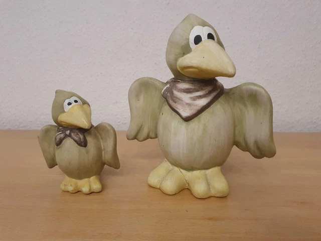 2 nette Keramik Vogelfiguren 18 cm und 10,5 cm Hoch