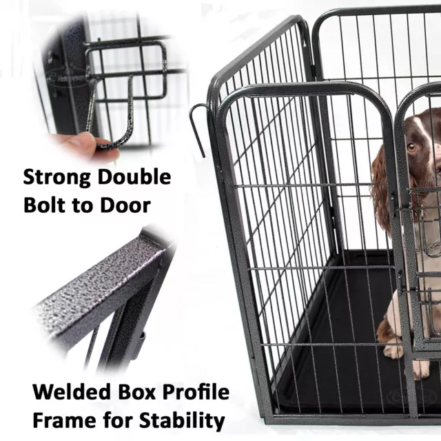 Heavy Duty Dog Puppy Cage Pet Playpen Whelping Box Metal Run Enclosure Floor 2