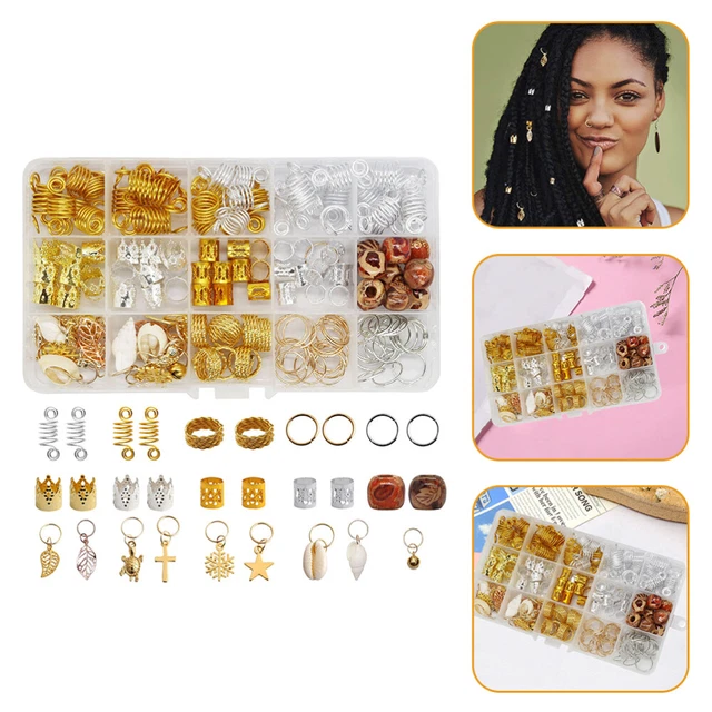 158 piezas Dreadlocks perlas trenza para el cabello cuentas hágalo usted mismo anillos trenza para el cabello