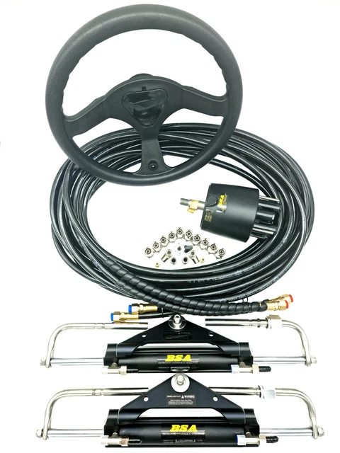 Twin Hydraulic Outboard Motor Steering suits Yamaha up to 150HP (standard wheel)